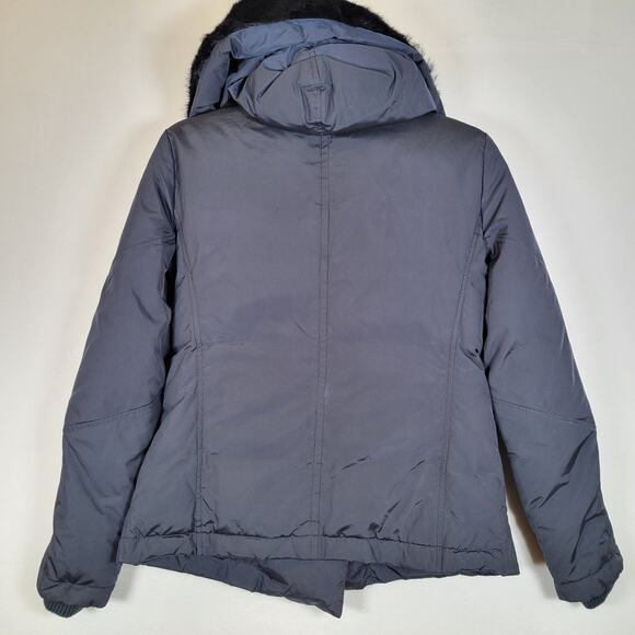 Marithe Francois Girbaud Women Down Puffer Coat Size Medium Blue Rabbit Fur Hood - Picture 14 of 14